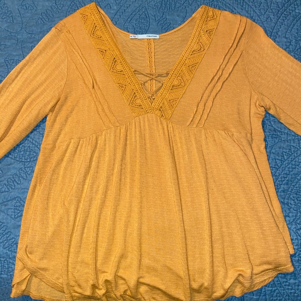 Maurice’s mustard blouse XL - Picture 2 of 11